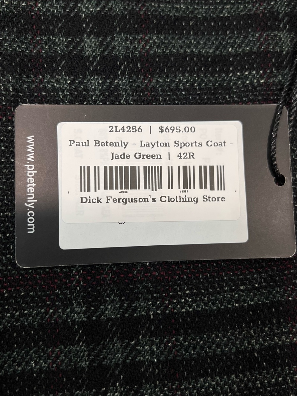 Paul Betenly Layton Sport Coat Men's Charcoal Jade Green Windowpane Blazer 42R - Picture 4 of 15